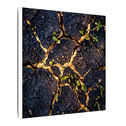 Spring Cracked Earth Crackle Gold Canvas Art | Healing Decor