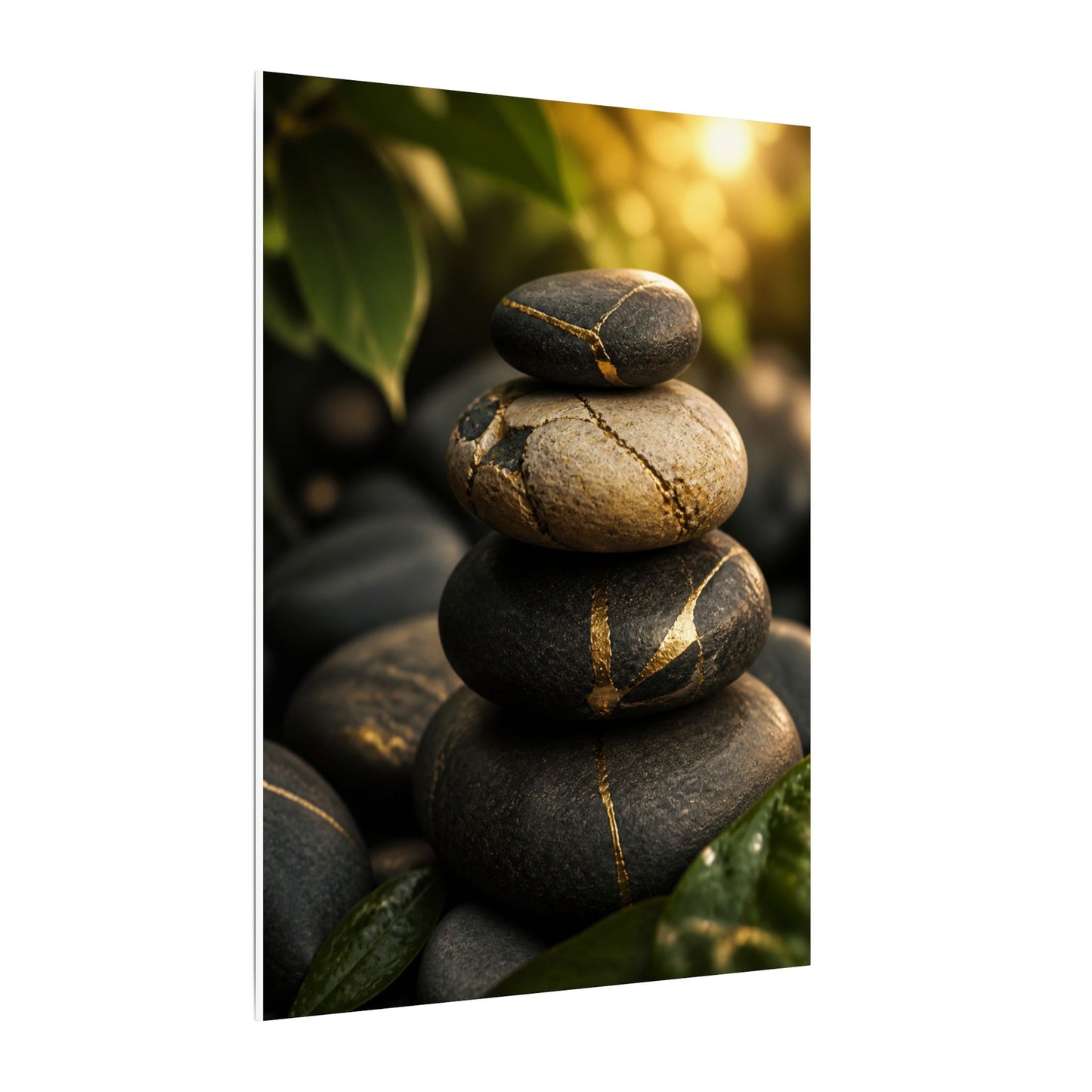 Summer River Stones Broken Beauty Canvas Art | Healing Decor