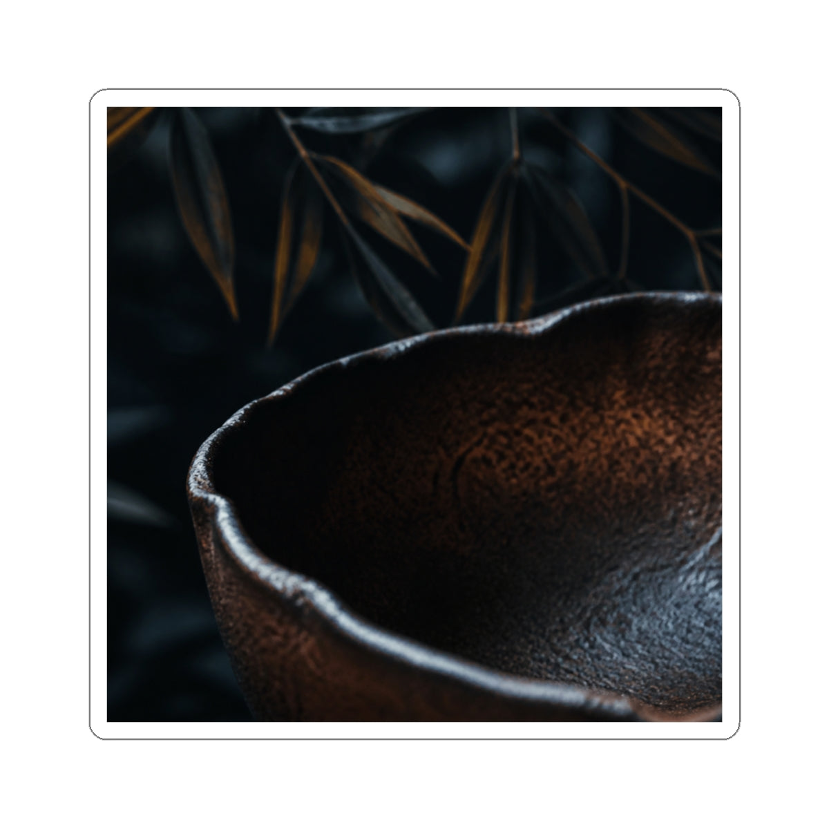 Ceramic Bowl Shadow Zen Sticker | Moody Dark Japandi Art
