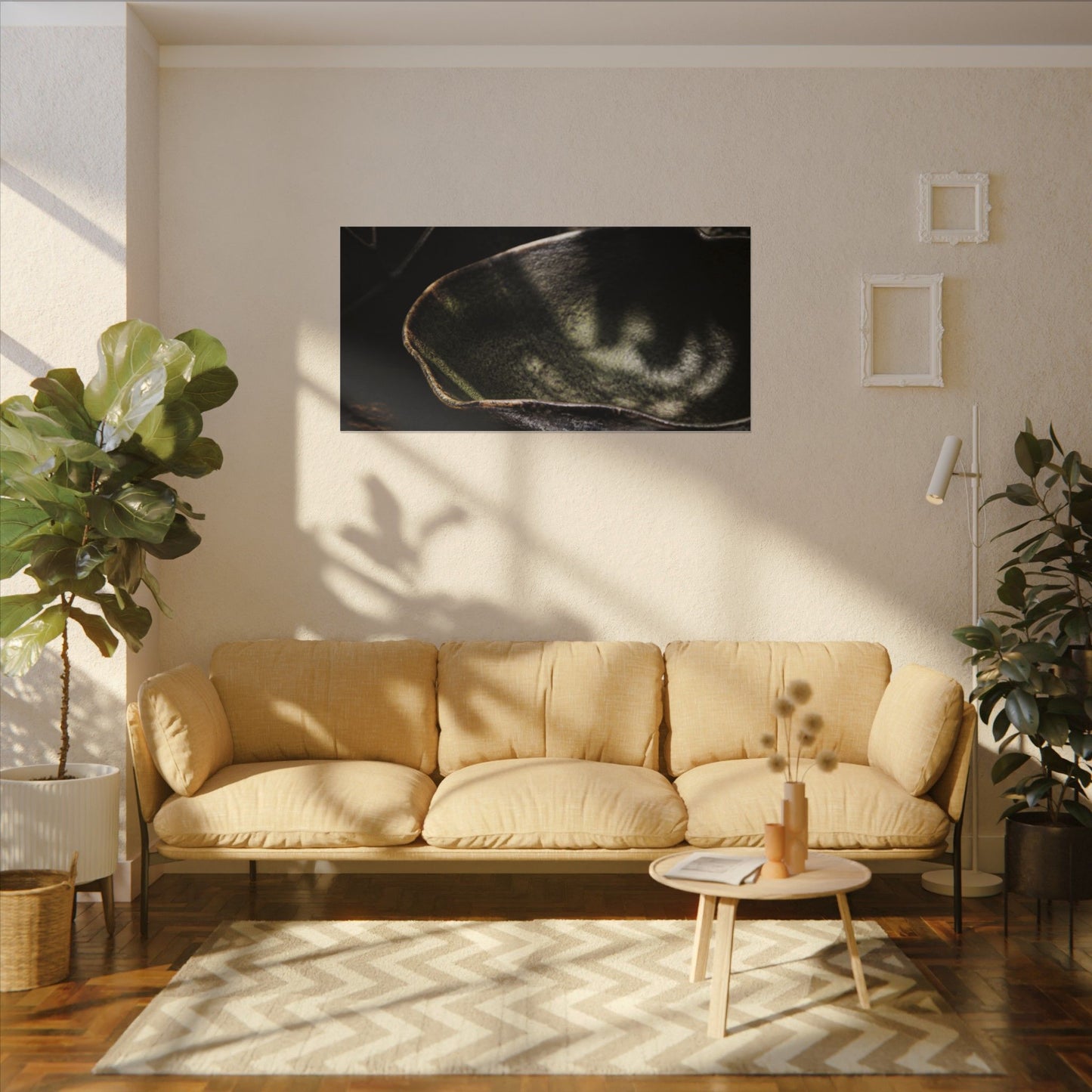 Sophisticated Ceramic Bowl Canvas Art - Dark Texture Dark Japandi