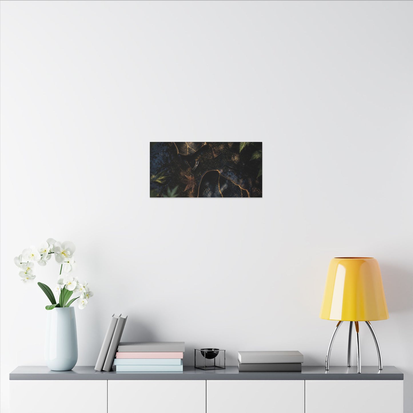 Dark Japandi Broken Pottery in Dappled | Shadow Zen Canvas Art