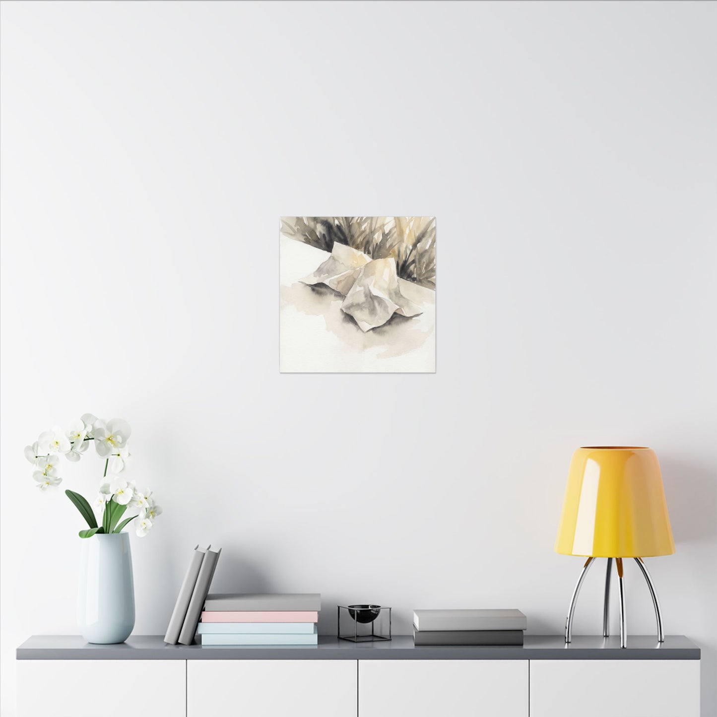 Paper Fold Watercolor Canvas Art | Warm Japandi Art
