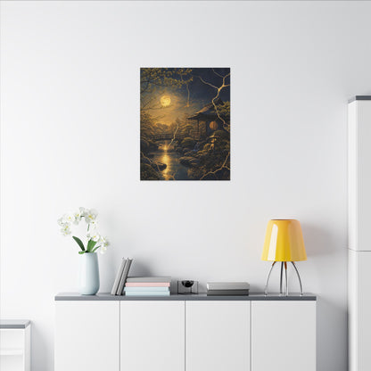 Spring Moonlit Garden Gold Vein Canvas Art | Resilient Decor