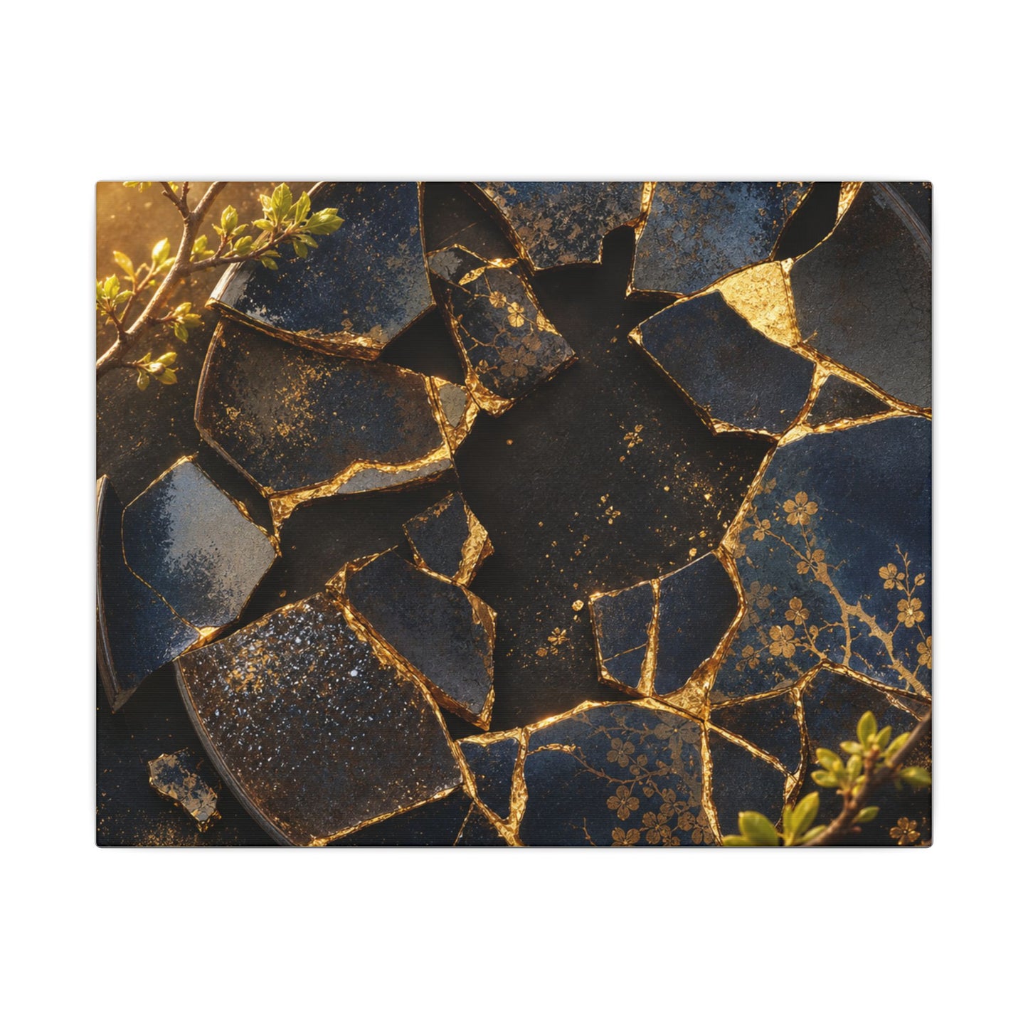 Golden Hour Broken Pottery Canvas Art - Kintsugi Ma