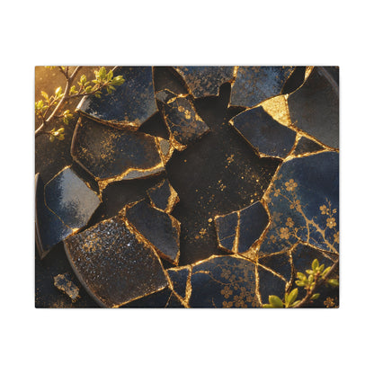 Golden Hour Broken Pottery Canvas Art - Kintsugi Ma