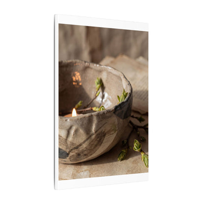 Candlelight Ceramic Bowl Canvas Art - Japandi Ma
