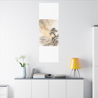 Pine Tree Canvas Art | Winter Japandi Watercolor Art