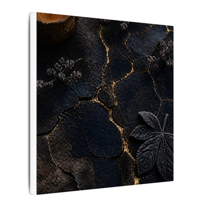 Candlelight Cracked Earth Canvas Art - Dark Japandi Ma