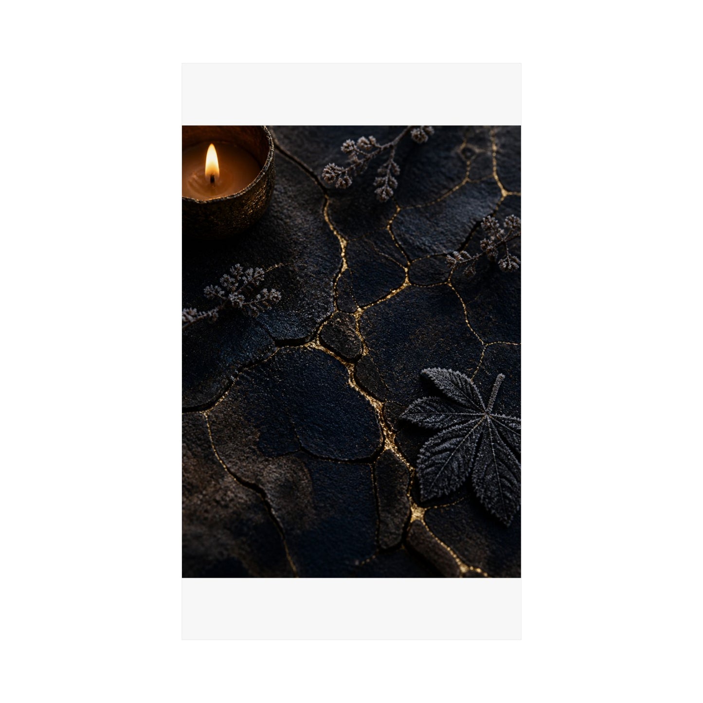 Luxurious Cracked Earth Wall Art Print - Moody Minimal Dark Japandi