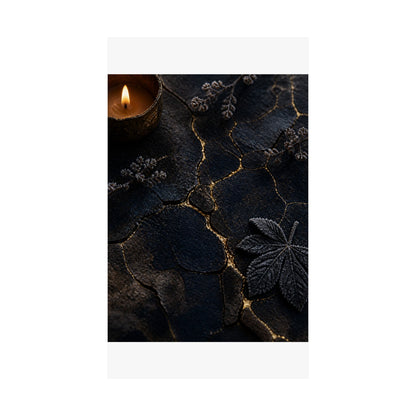 Luxurious Cracked Earth Wall Art Print - Moody Minimal Dark Japandi