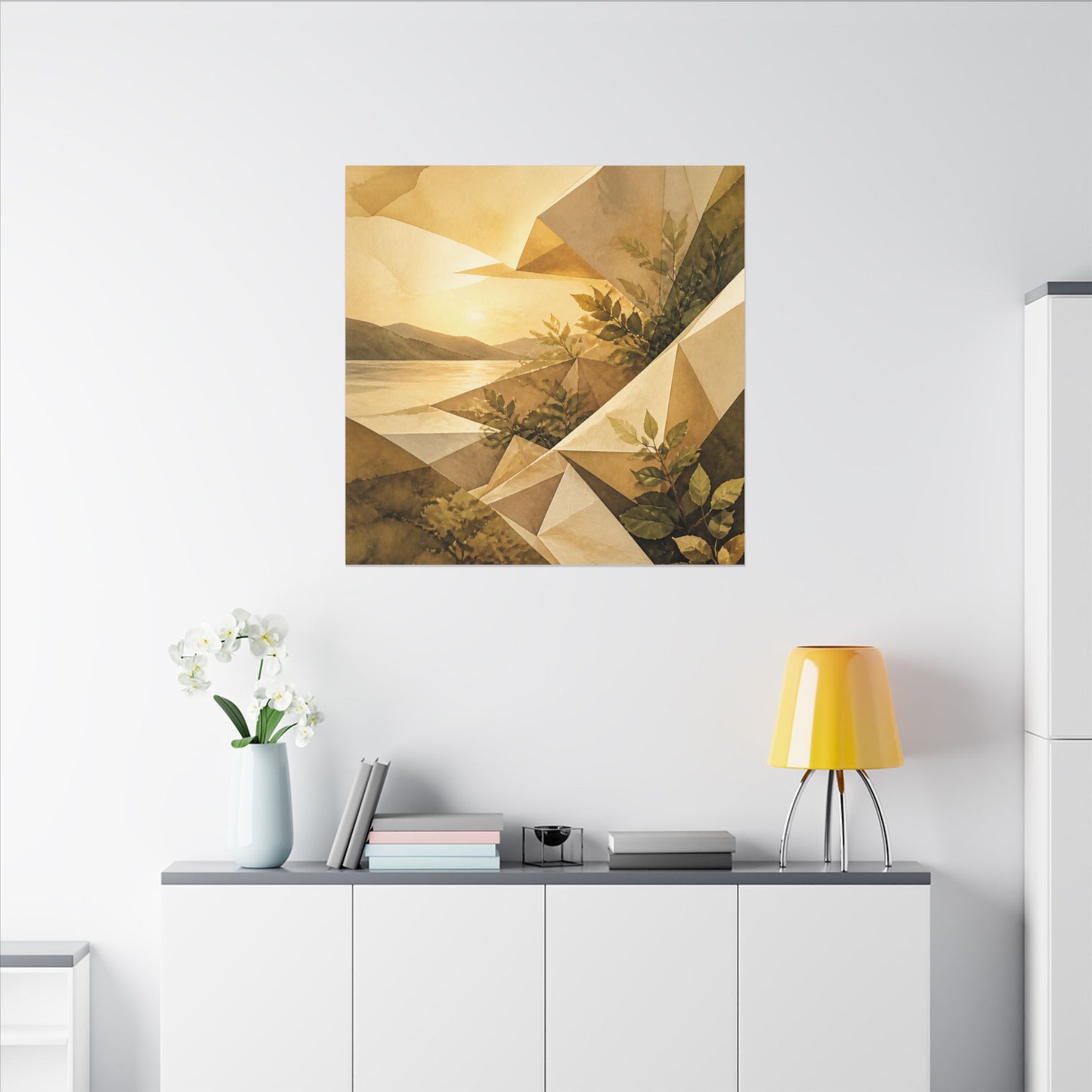 Golden Hour Paper Fold Canvas Art - Japandi Ma