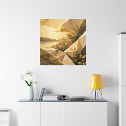 Golden Hour Paper Fold Canvas Art - Japandi Ma