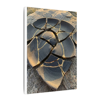 Broken Pottery Winter Canvas Art | Kintsugi Resilient Design