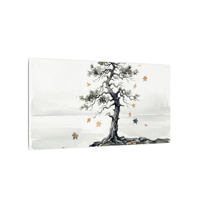 Japandi Pine Tree in Overcast | Watercolor Canvas Art