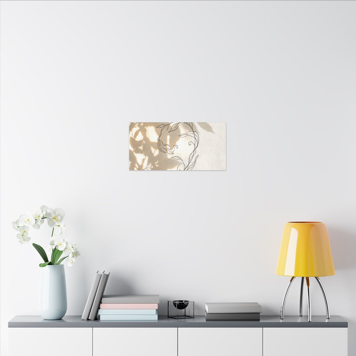 Warm Shoji Screen Canvas Art - Minimal Line Japandi