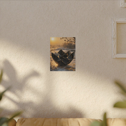 Kintsugi Paper Fold in Golden Hour | Gold Repair Canvas Art