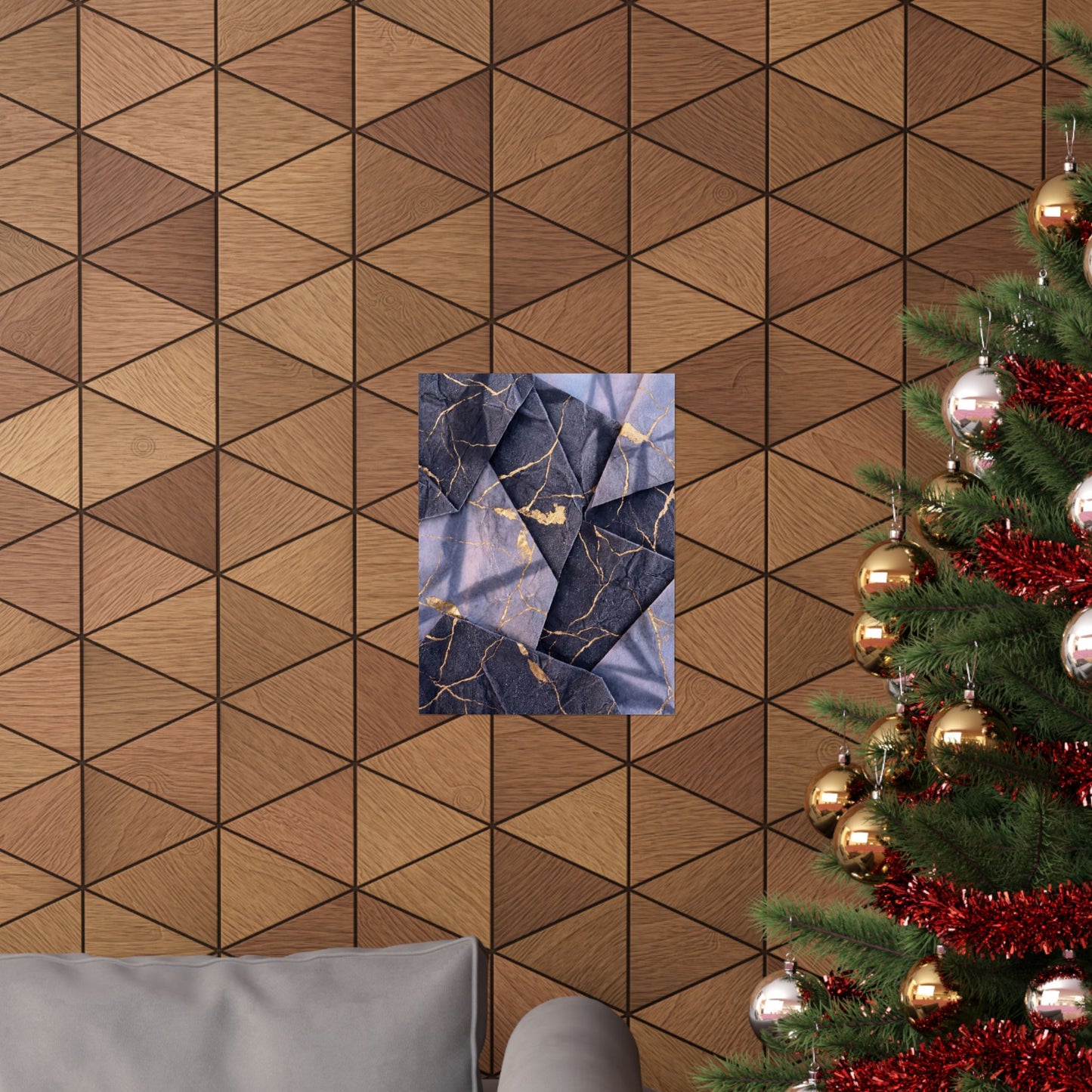 Artful Paper Fold Wall Art Print - Gold Vein Kintsugi