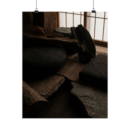 Dark Japandi Shadow Zen Wall Art Print Art Print