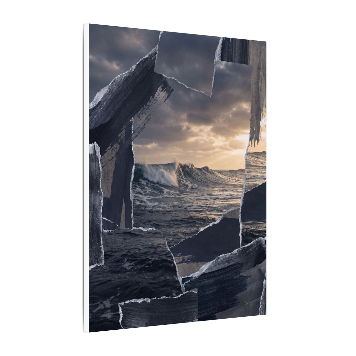 Fukinsei Ocean Wave Canvas Art - Dark Japandi Shadow Zen