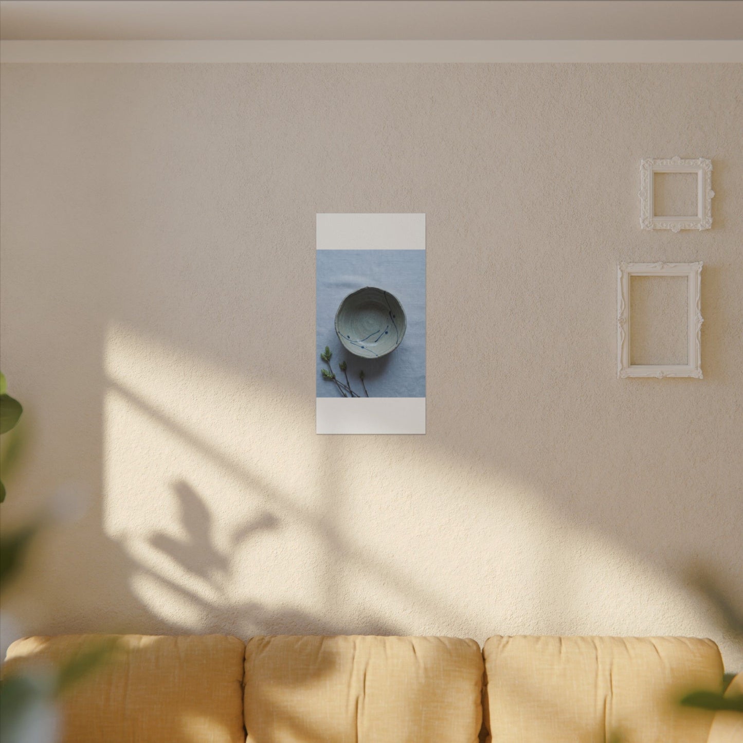 Spring Ceramic Bowl Minimal Line Canvas Art | Warm Decor