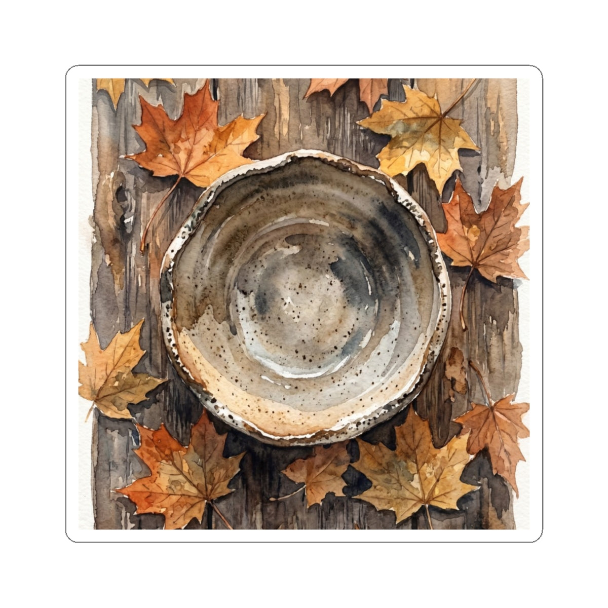 Autumn Ceramic Bowl Watercolor Sticker | Warm Decor