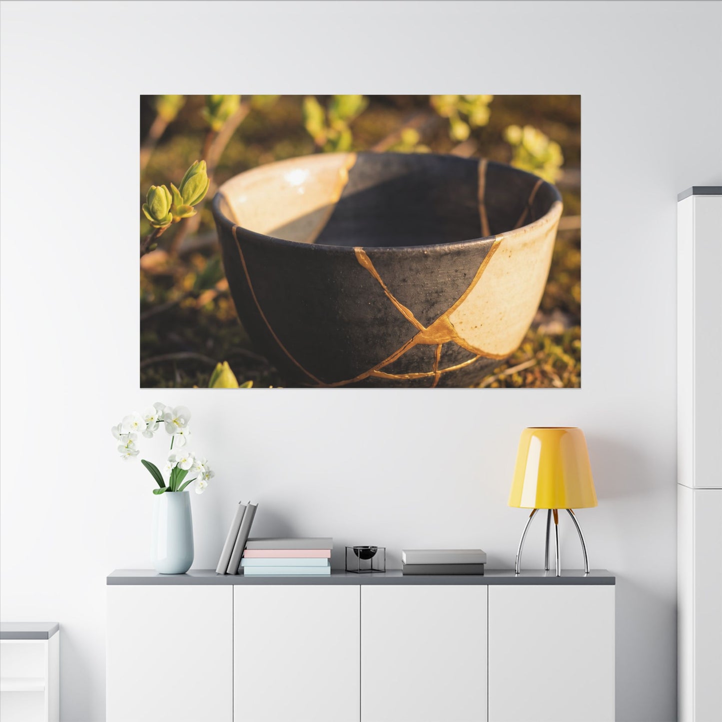 Seijaku Broken Pottery Canvas Art - Kintsugi Gold Repair