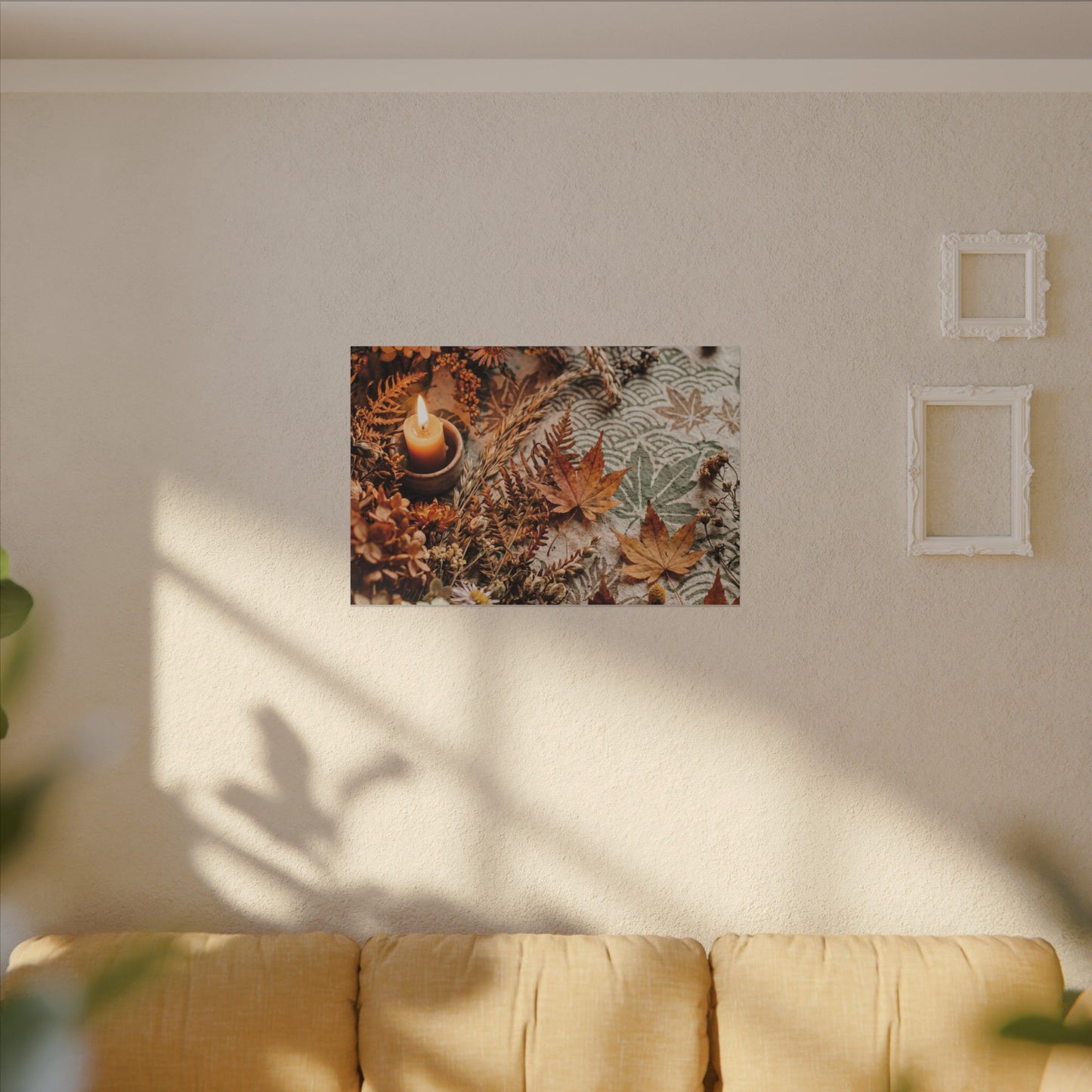Candlelight Dried Flowers Canvas Art - Japandi Seijaku