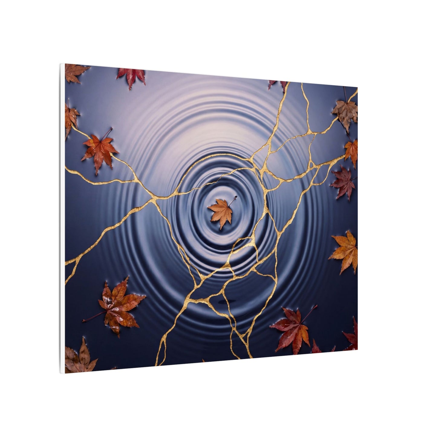 Kintsugi Water Ripple in Dawn | Gold Vein Canvas Art