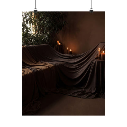 Candlelight Silk Drape Wall Art Print - Dark Japandi Ma