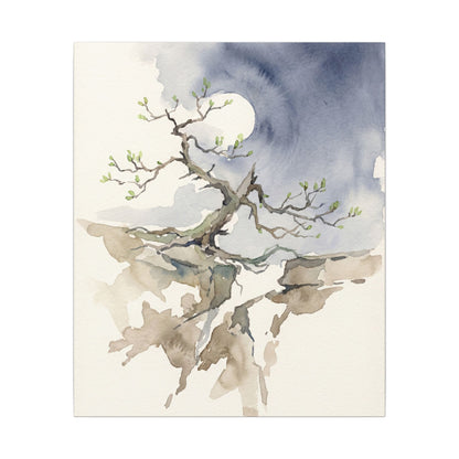 Moonlight Pine Tree Canvas Art - Japandi Ma