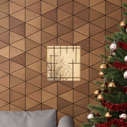 Japandi Shoji Screen in Golden Hour | Minimal Line Wall Art Print