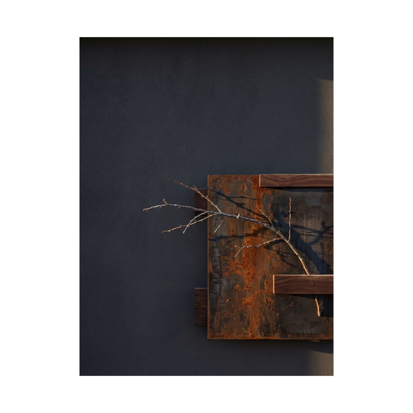 Ma Rust Patina Wall Art Print - Dark Japandi Dark Texture