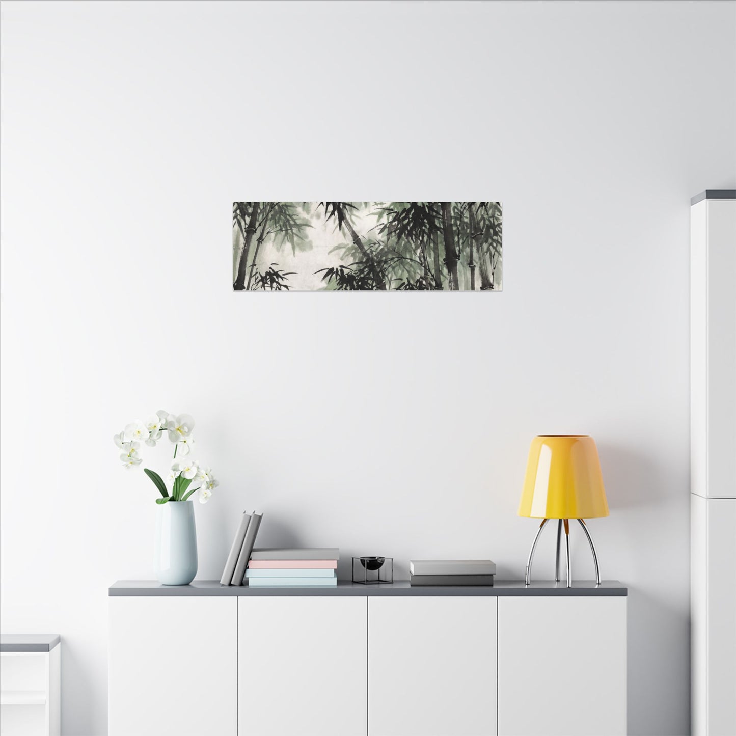 Zen Bamboo Grove in Overcast | Sumi E Canvas Art