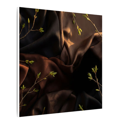 Dark Japandi Silk Drape in Golden Hour | Moody Minimal Canvas Art