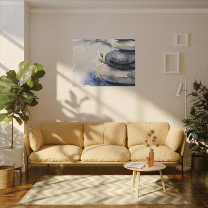River Stones Watercolor Canvas Art | Cozy Japandi Art