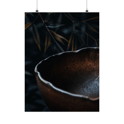 Moonlight Ceramic Bowl Wall Art Print - Dark Japandi Kanso