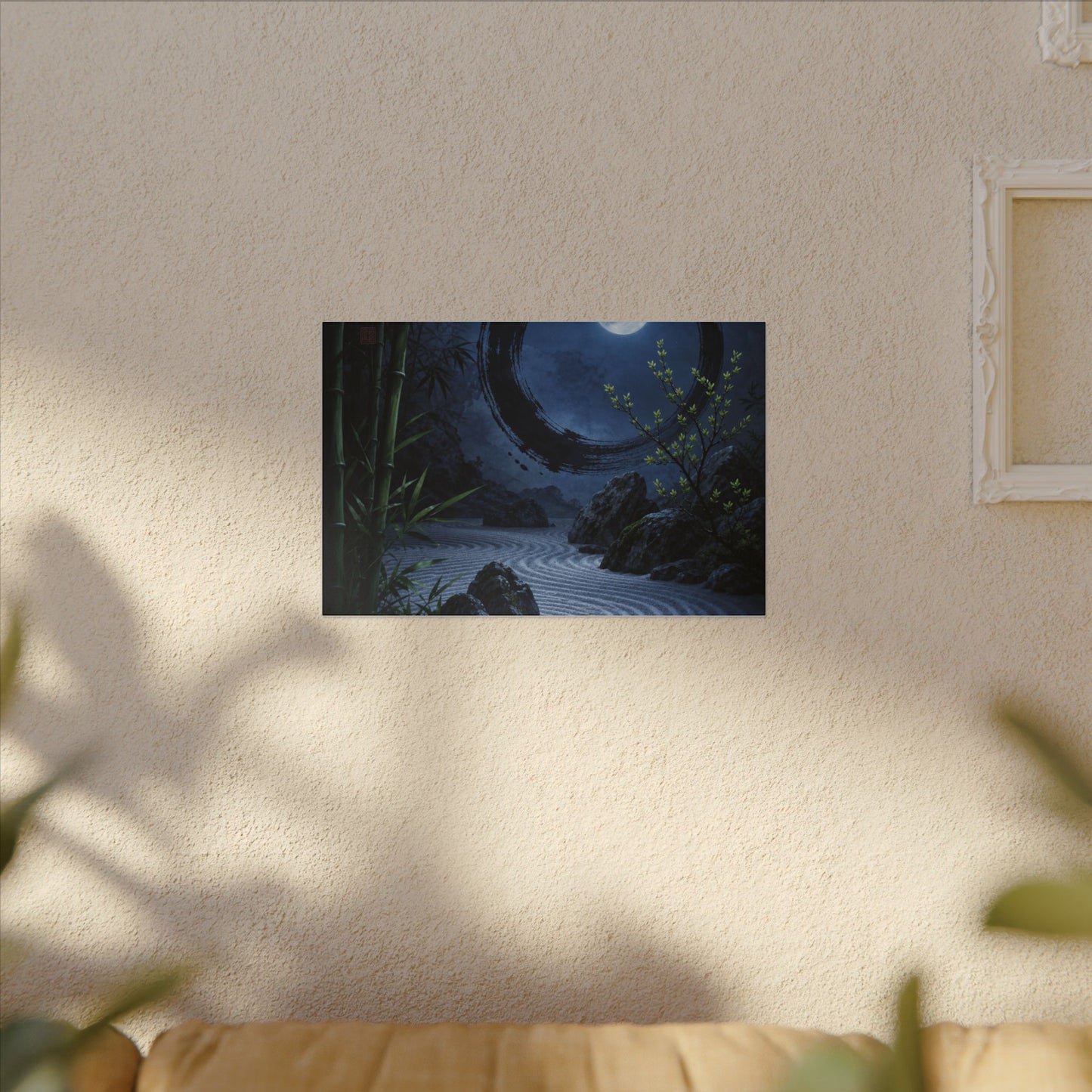 Serene Rock Garden Canvas Art - Enso Zen