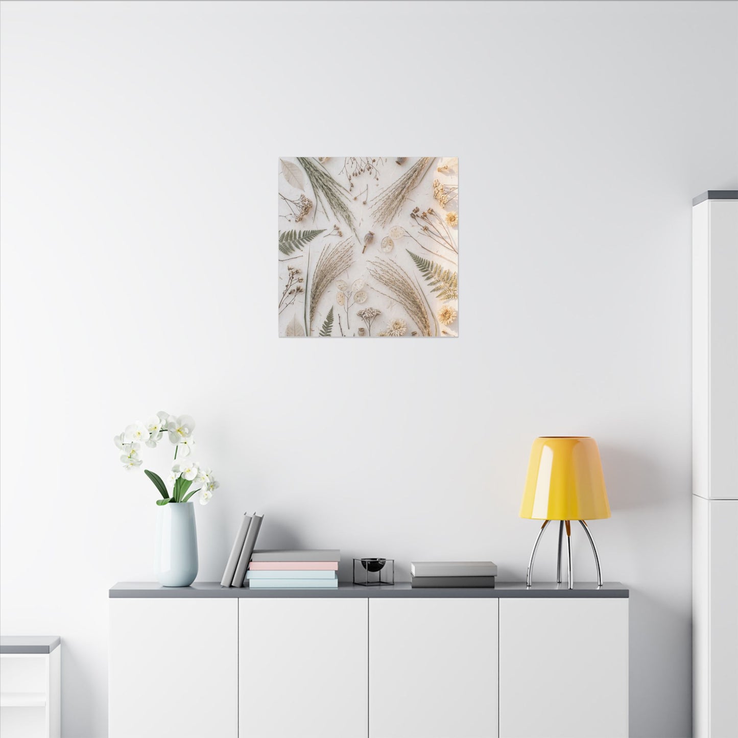 Elegant Dried Flowers Canvas Art - Japanese Pattern Japandi