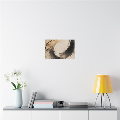 Japandi Ink Brushstroke in Golden Hour | Watercolor Canvas Art