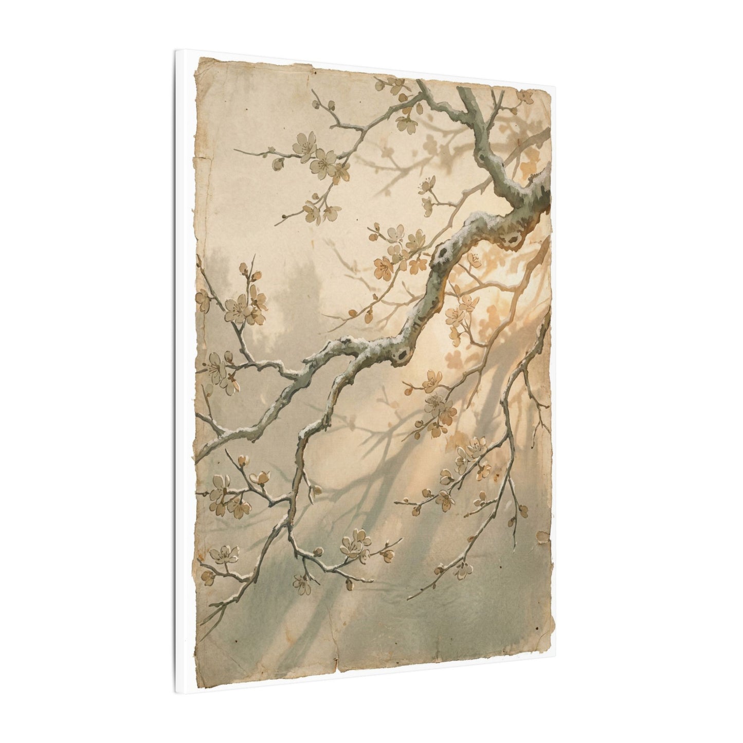 Cherry Blossom Canvas Art | Winter Japandi Japanese Pattern Art