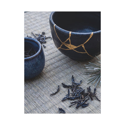 Kintsugi Tea Ceremony in Overcast | Gold Vein Canvas Art