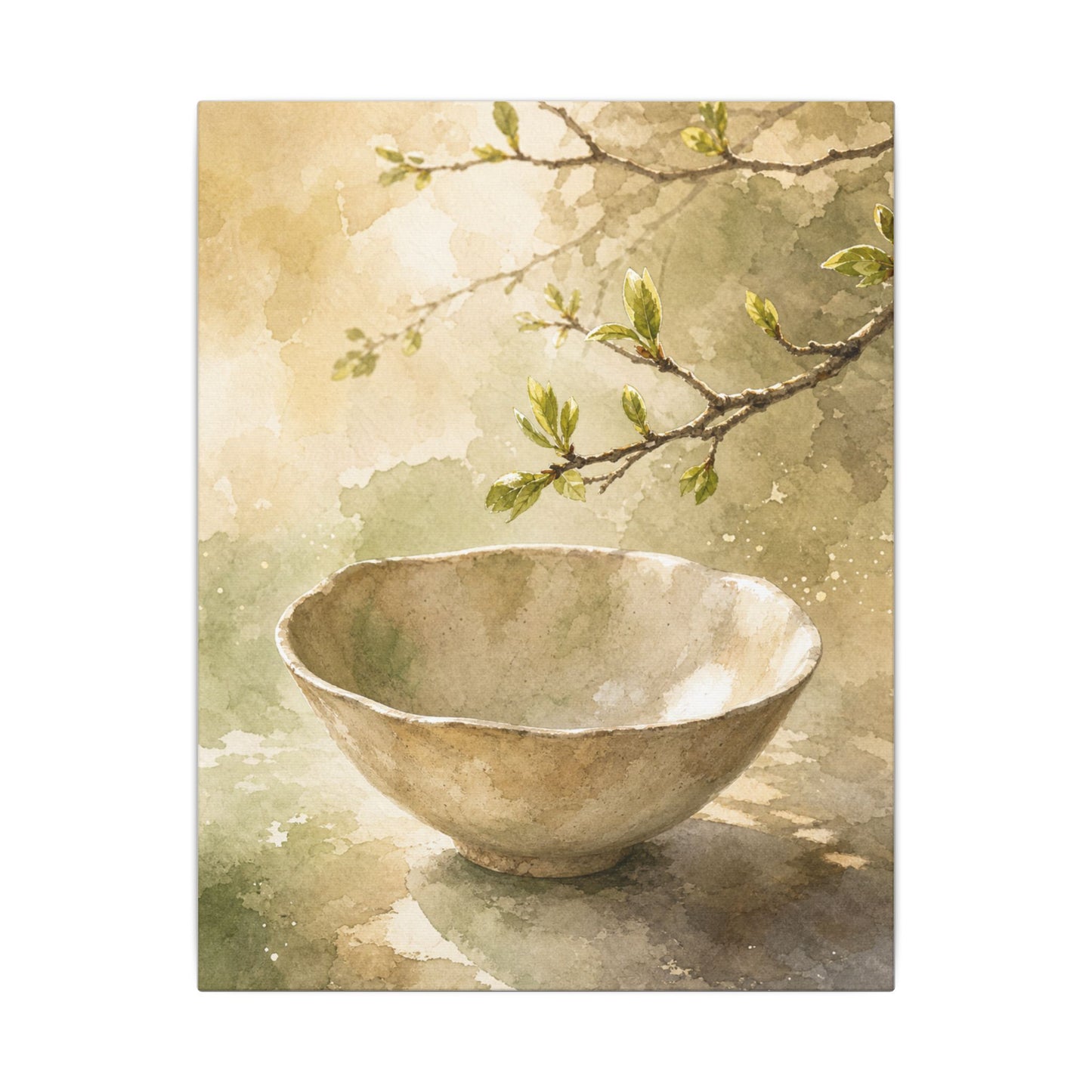 Warm Ceramic Bowl Canvas Art - Watercolor Japandi
