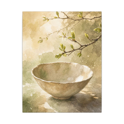 Warm Ceramic Bowl Canvas Art - Watercolor Japandi
