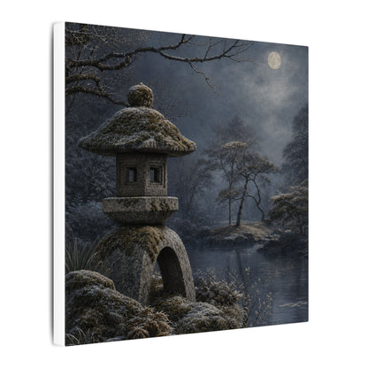 Stone Lantern Canvas Art | Winter Japandi Japanese Pattern Art