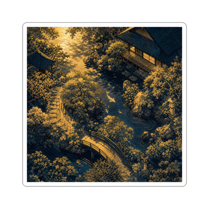Tranquil Moonlit Garden Sticker - Ukiyo E Inspired Zen