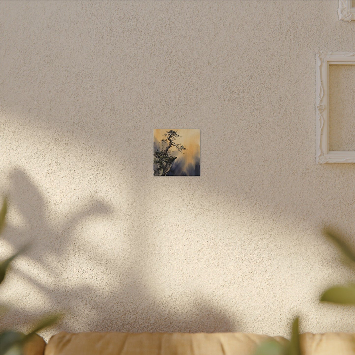 Zen Pine Tree in Golden Hour | Sumi E Canvas Art