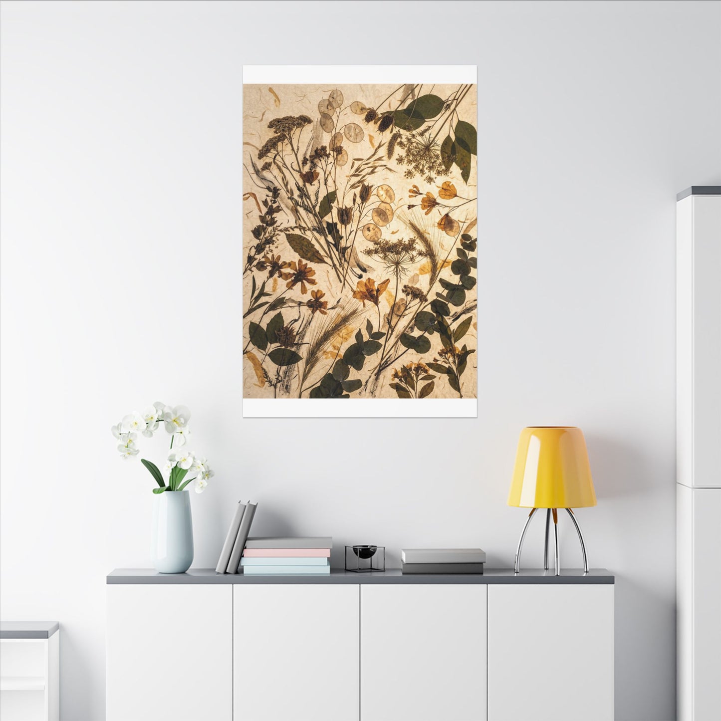 Dried Flowers Summer Canvas Art | Japandi Neutral Design