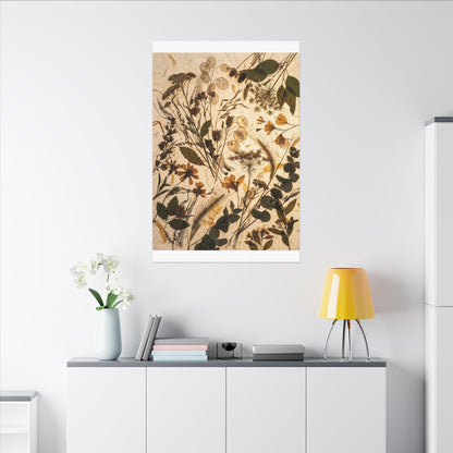 Dried Flowers Summer Canvas Art | Japandi Neutral Design