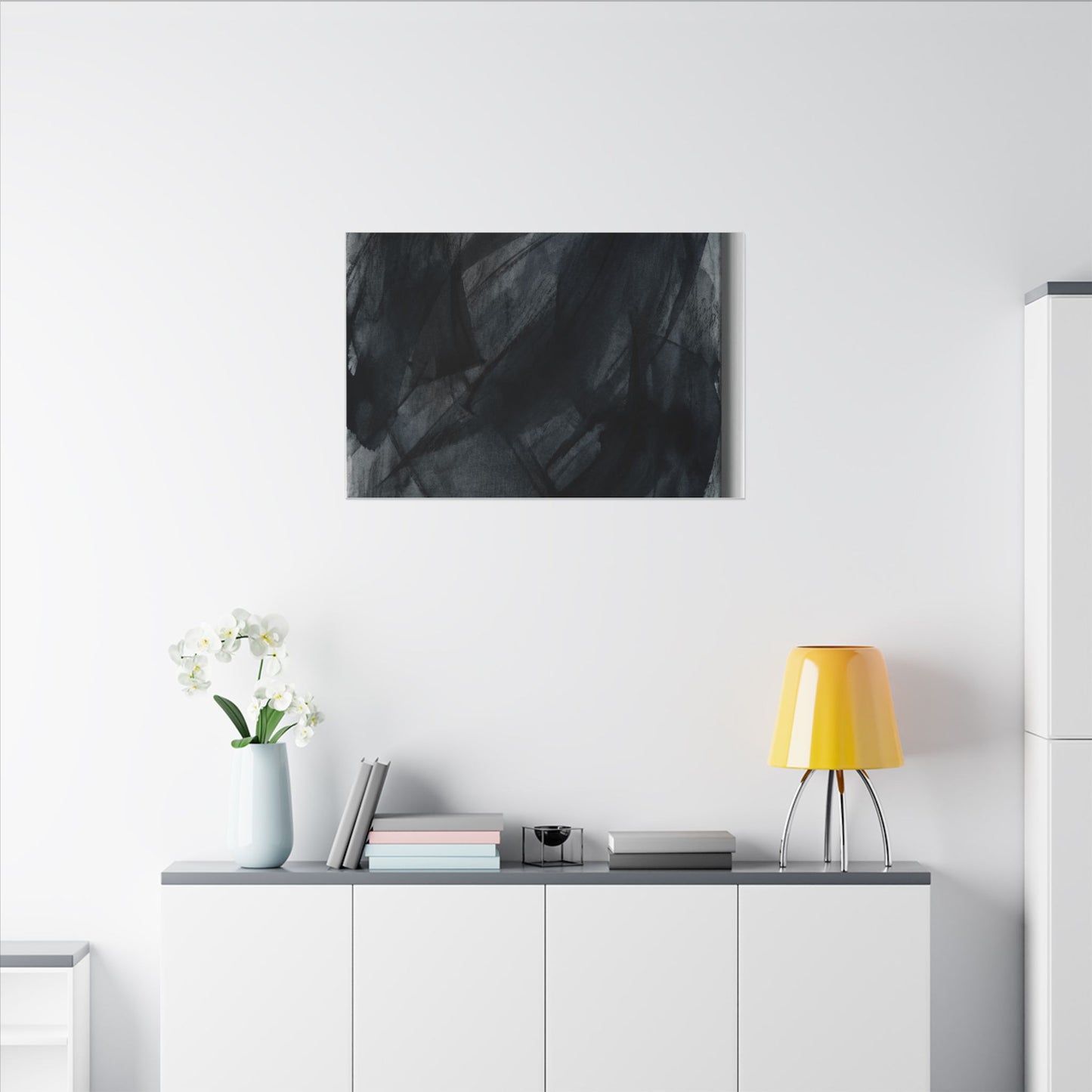 Deep Tones Dark Japandi Charcoal Canvas Art