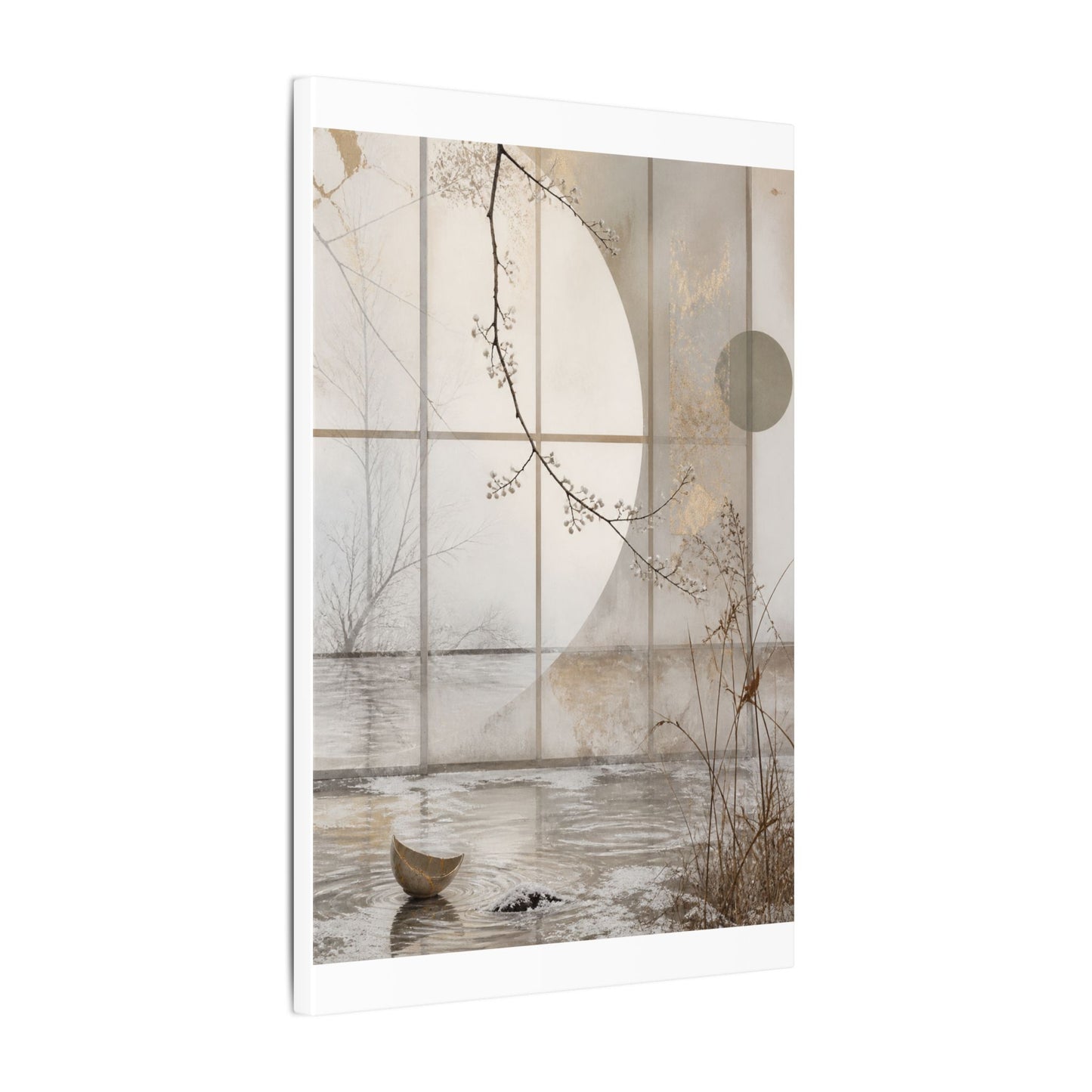 Winter Shoji Screen Japanese Pattern Canvas Art | Elegant Decor